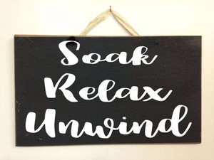 Soak Relax Unwind Sign Bathroom Decor Spa Day Wood Plaque Restroom Powder Room Ebay