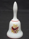 Vintage WESTMORELAND 5.25" Glass Bell Hand Painted Cardinals On Milk White