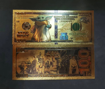 GROGU: Star Wars Galaxy; .9999 GOLD Plated Note; Comes with display holder