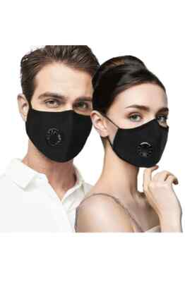 Comfortable Black Face Mask Washable Anti Pollution Reusable with Anti-Fog Valve