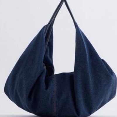NWT ZARA POPULAR BLOGGER HOBO BUCKET XLARGE DARK DENIM BAG | eBay