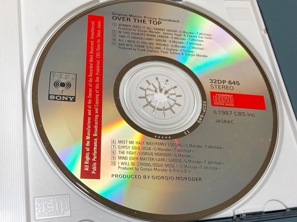 OVER THE TOP - SOUNDTRACK - JAPAN CD W/OBI CBS/SONY 32DP-645 - Image 3 of 4