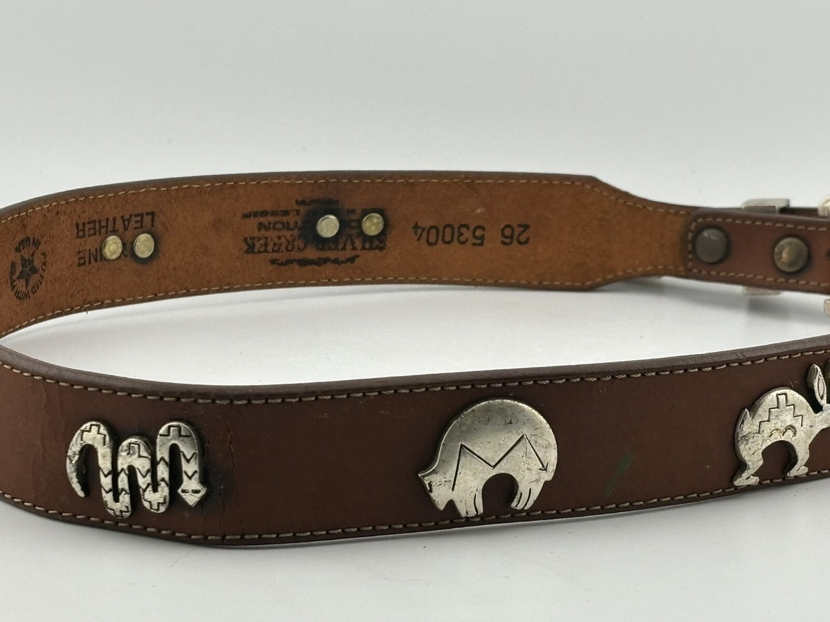 Silver Creek Collection Studded Genuine Leather Brown Belt animals western 25 Silver Creek Collection Brown Leather Southwest Animal Belt  main image 4