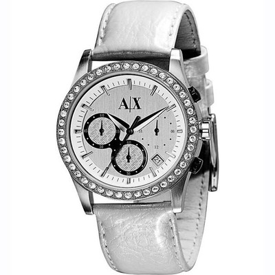 Armani Exchange AX5004 White Leather Strap Ladies Watch for  display picture 1