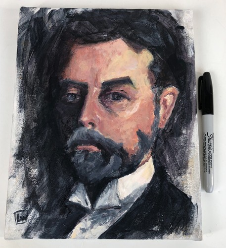 Original Acrylic Painting Canvas Portrait Sargent Man by Lawn Walker 8x10 - Picture 2 of 5