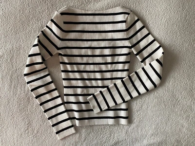 Theory Striped Boat Neck sweater with V-neck back - Sz P (XS-S) - Bild 1 von 4
