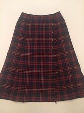 Vintage 1960s Plaid Wool Skirt Size 12 Madison Union Made in USA FAST SHIP