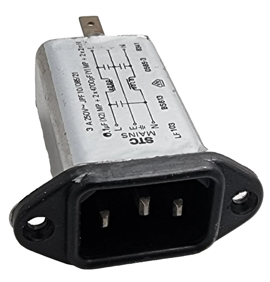 STC 3A 250V IEC C14 CLEAN MAINS INPUT SUPPRESSOR FILTER SOCKET JPF-10/085/21