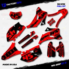 Black & Red Slick Racing Graphics Kit fits Yamaha WR450F 07-11 Decals WR 450F