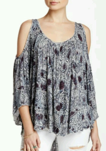 NWT FREE PEOPLE Chloe Cold Shoulder Top Blouse Oversized Size XS