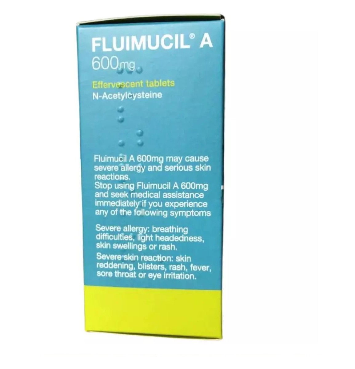 Fluimucil A 600mg Comprimés Effervescents - 10 Comprimés, Saveur Citron, Pour Fluidifier Les Sécrétions