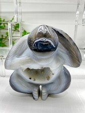 783g TOP Natural Geode agate Quartz hand carved Crystal gorilla reiki healing
