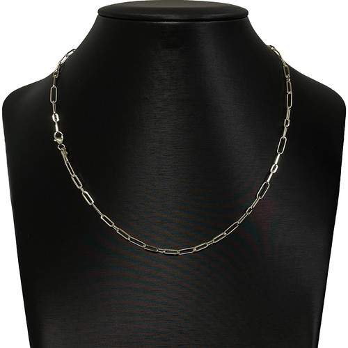Italian 14k Yellow Gold Plain & Rope Paper Clip Link Necklace 18" 3.7mm 4.9 gram - Picture 3 of 4
