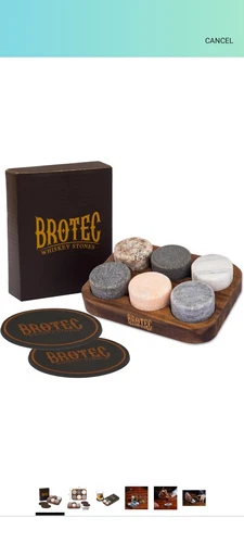 Whiskey Stones Gift Set - 6 Granite Round Beverage Chilling Drinking Stones Cold