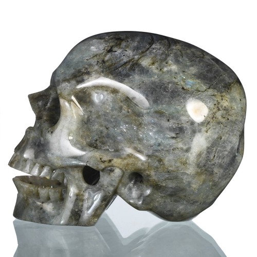 5" Natural Labradorite Hand Carved Skull/Head Reiki Healing#37W48 - Picture 10 of 12