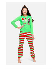  NWT JUSTICE GIRLS SIZE 10 12 SANTA'S SQUAD PUPPIES PICTURE HOLIDAY PAJAMA SET