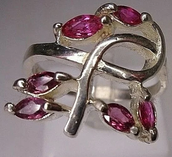 Anello in argento con 6 rubini naturali - Immagine 2 di 4