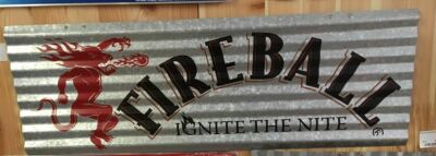 Wellblechschild Fireball Whiskey 60x20 cm neu aus den USA Ignite the night