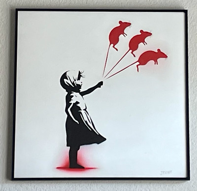 Original art entitled ''TERROR'' by artist James Elliot - framed/glass