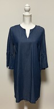 Ann Taylor Blue Short Sleeve Spring/Summer Dress, Size 10 Petite, Flared Sleeves
