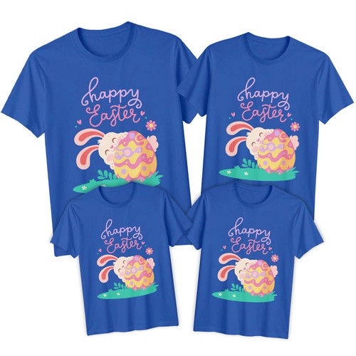 Family Bunny Hugging Egg Happy Easter T-Shirt Tee Party Matching Outfit #ED - Picture 19 of 24