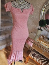 Quiz rose pink sparkly lace floor length occasion dress size UK10 BNWT