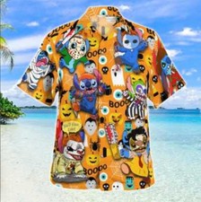 Halloween Horror Hawaiian Shirt, Stitch Ghost Spooky Season Hawaiian Shirt