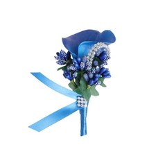 Calla Lily Boutonniere with Pins for Men Wedding Groomsmen Best Man Royal Blue