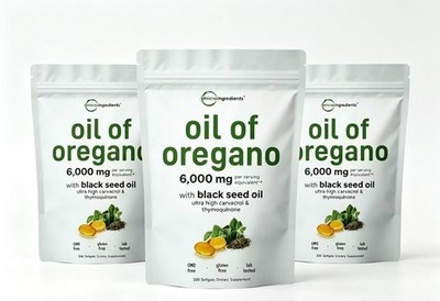 Micro Ingredients Oil of Oregano 6000mg with Black Seed Oil 300 Softgels NEW