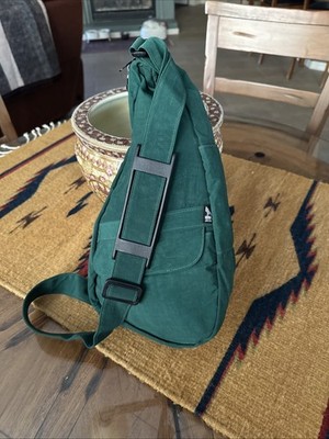 Ameribag Made USA Healthy Back Bag Crossbody Sling Backpack Green Nylon 17 