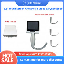 3.5" Touch Screen Anesthesia Video Laryngoscope w/ 3 Reusable Blades Suitcase