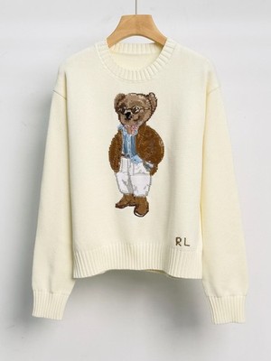 Polo Ralph Lauren Polo BEAR Knit WHITE Sweater Jumper COTTON MEN'S M new