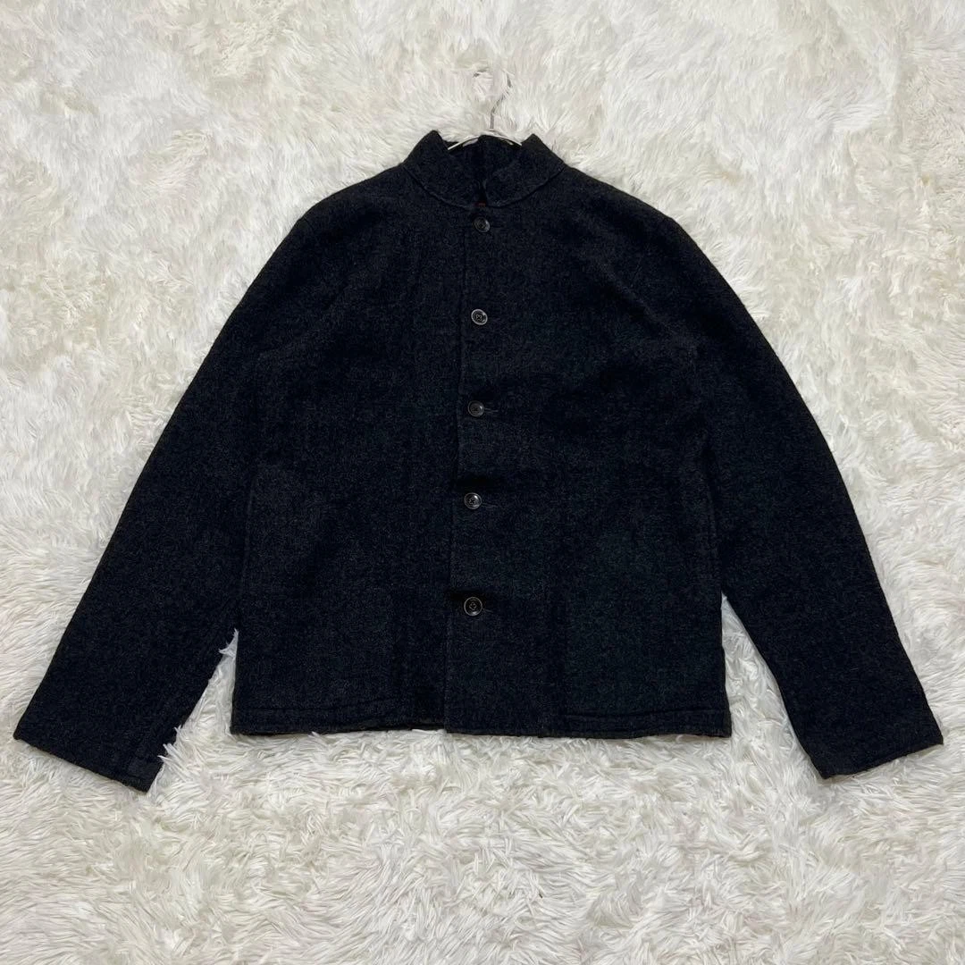 45rpm Charcoal Wool Mock Neck Collarless Jacket Embroidered Japan Size 3 image 1