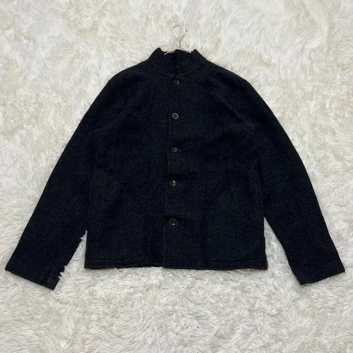 45rpm Charcoal Wool Mock Neck Collarless Jacket Embroidered Japan Size 3 - product listing photo