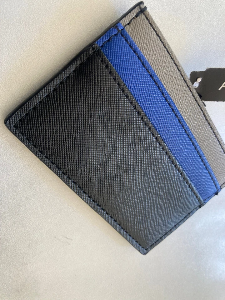 Nuevo con etiquetas Aldo Para hombres Clip Billetera Dinero Delgado Portatarjetas de Crédito Azul Negro Foto 3 de 4