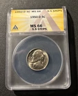 1950 D JEFFERSON NICKEL ANACS MS66 - UNCIRCULATED - 5.5 FS - 5C