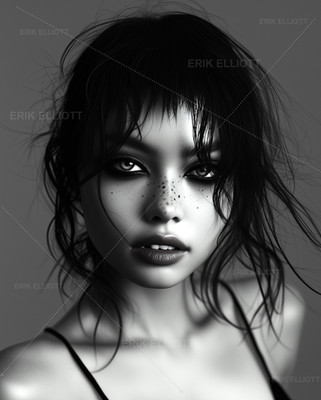 Vampire Woman 8x10 Art Print Photo Female Portrait Black White Photograph #8084