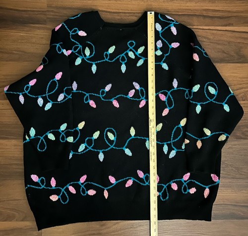 Torrid Black Festive Christmas Lights Knit Pullover Sweater Size 5 (5X) Holidays - Picture 4 of 5