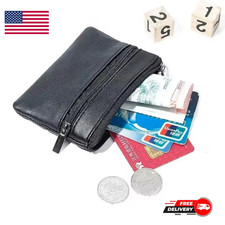 Small Coin Purse Wallet Zipper Change Bag Leather Key Holder Men Women Kids
