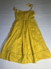 *J.Crew* Point Sur Tie-Shoulder Yellow Midi Summer 100% Cotton Voile Dress, 0