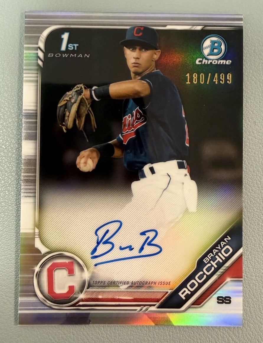 2019 1st Bowman Chrome Refractor #/499 Auto Brayan Rocchio Autograph #CPABR