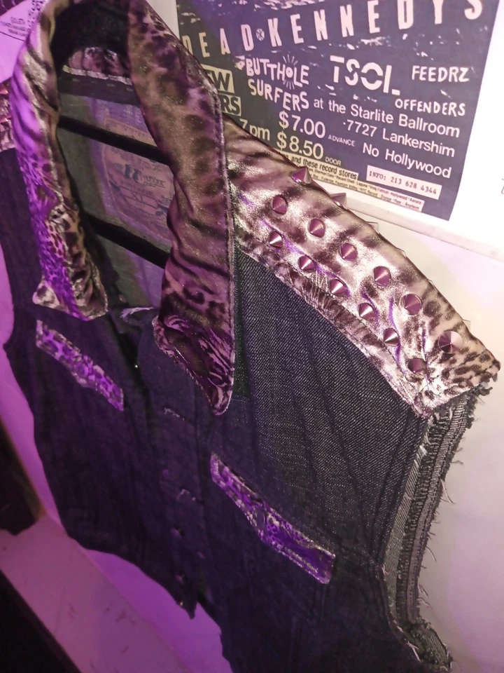 Chaleco con tachuelas de piel de mezclilla Bare Fox Vintage XL Foto 4 de 4