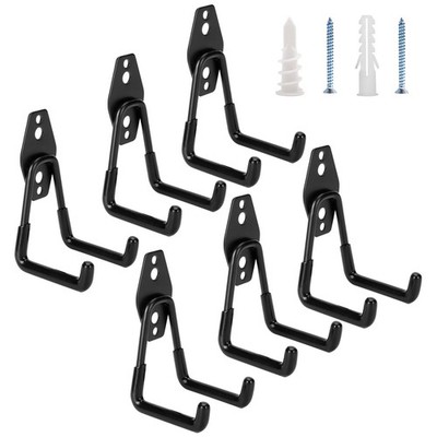 6 Pack Garage Hooks Heavy Duty 100 lbs Utility Steel Hanger Organizer Ladder