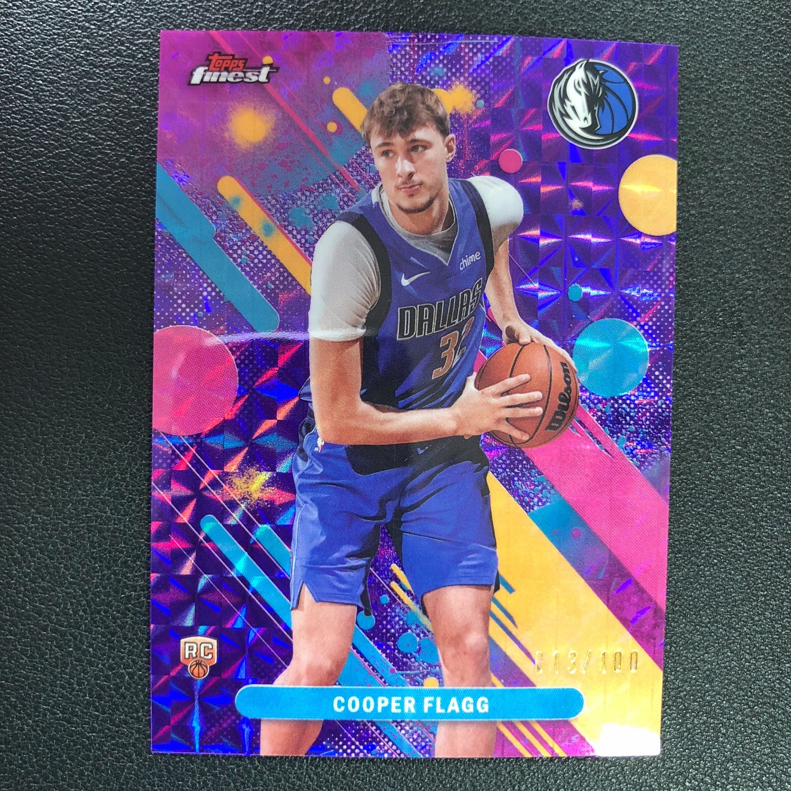 2025-26 Topps Finest Cooper Flagg RC Common Purple Geometric /100 Mavericks