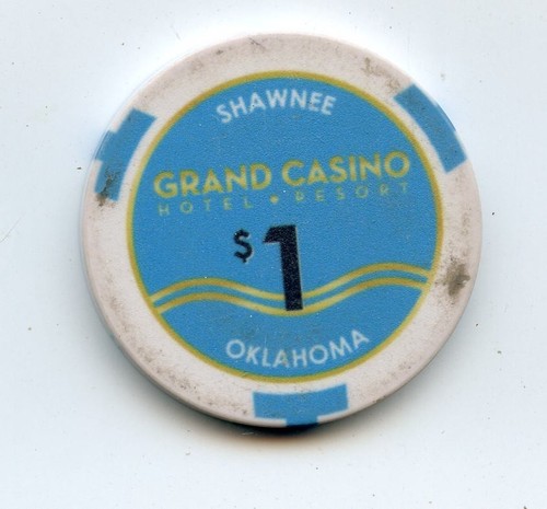 1.00 Chip from the Grand Casino Shawnee Oklahoma Ceramic 3 Blue
