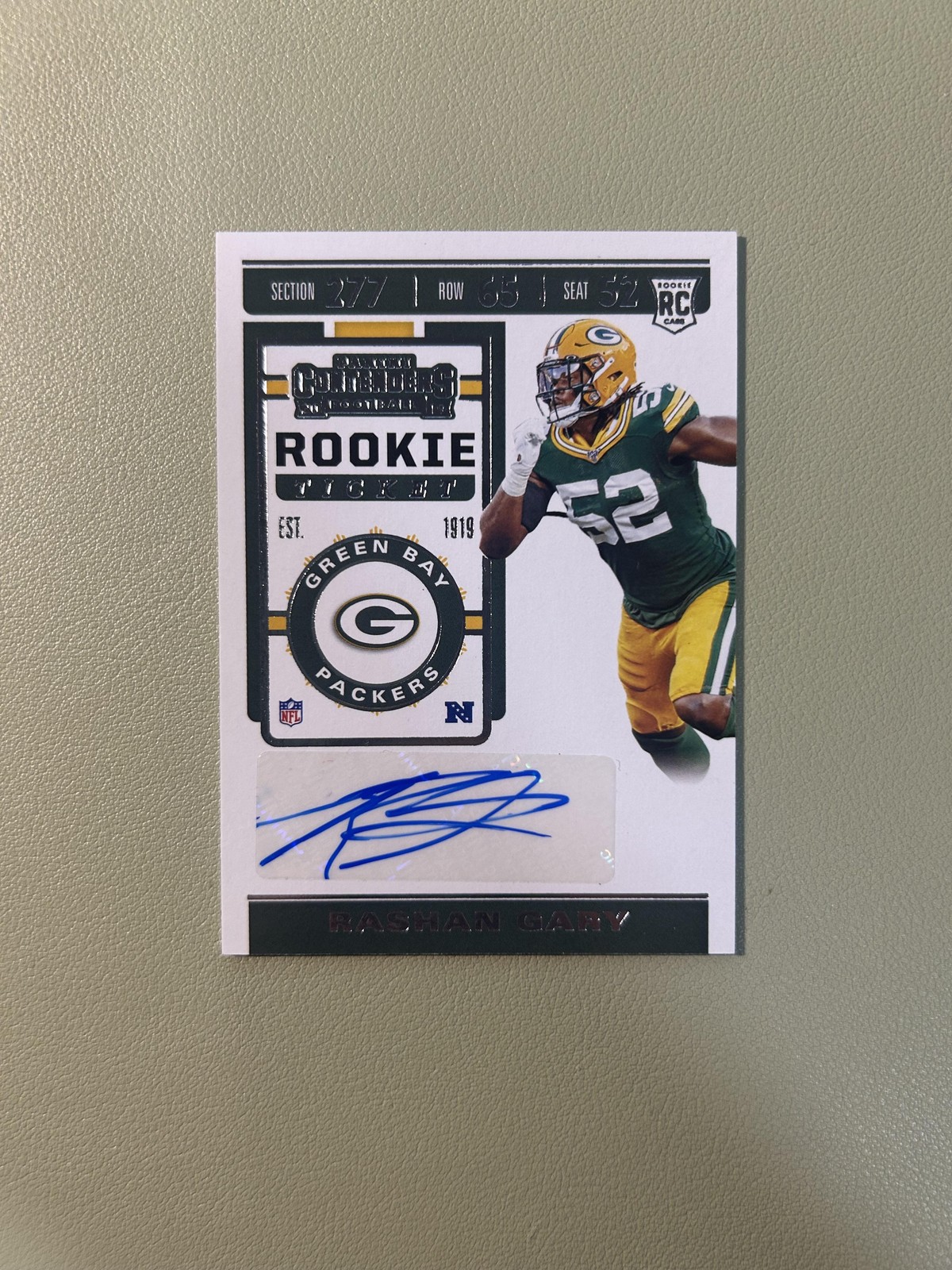 2019 Panini Contenders #246 Rashan Gary Rookie Ticket Auto RC Packers