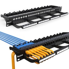 24 Port Blank Patch Panel Front Cable Rack Smart Management 19 Inch Mount