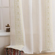 ColorBird Semi Sheer Boho Curtains Floral Beige Cream Linen Textured Embroide...