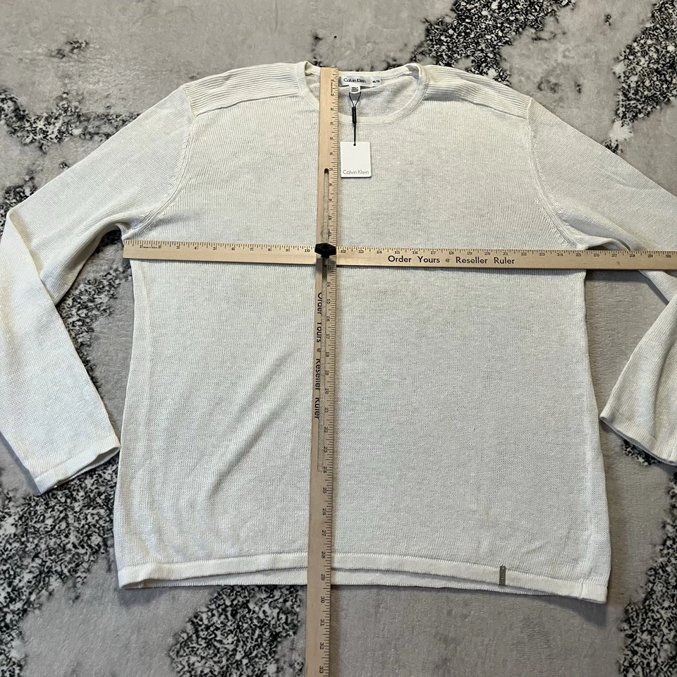 Calvin Klein Top Mens Size XXL White Lightweight Knit Linen Casual Beach Resort - Image 2 of 4