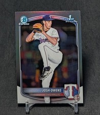 Josh Owens 1st Chrome Refractor Rookie 2025 Bowman Draft Card #BDC-119 Rangers. rookie card picture